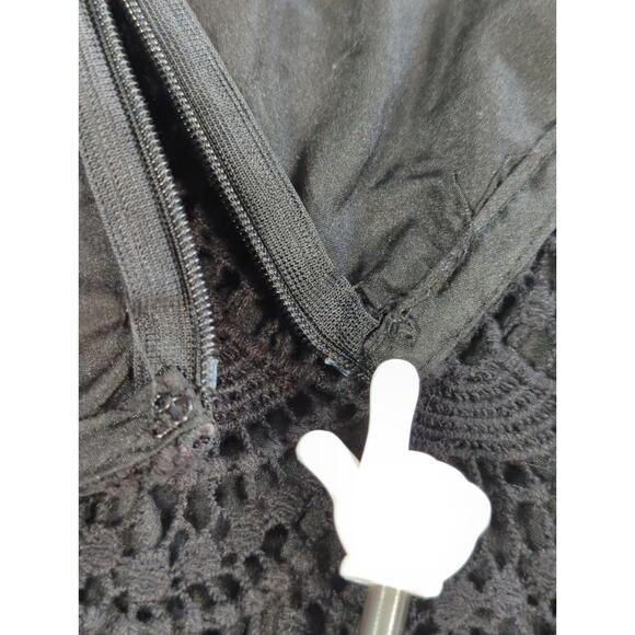 ELLE Black Crochet Lace Overlay Cotton Skirt Womens Size 6 Lined A-Line Career - Picture 4 of 10